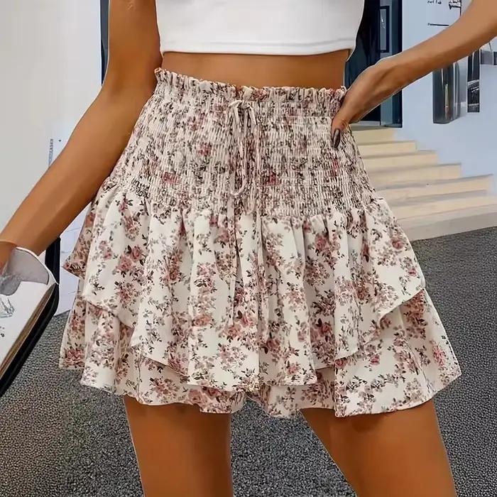 Mini-jupe florale tendance pour femme