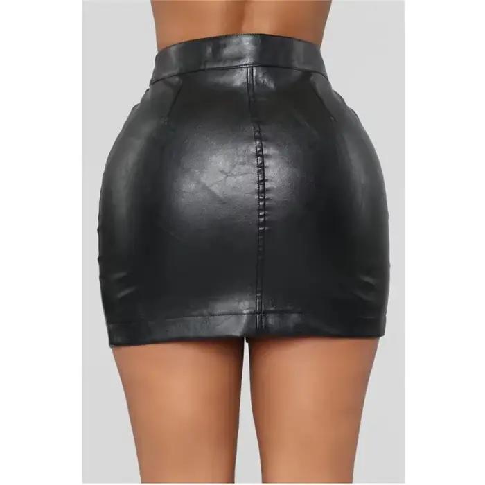 Mode moulante noir Faux cuir jupe Saia De Couro Feminina 5XL taille haute Zip PU