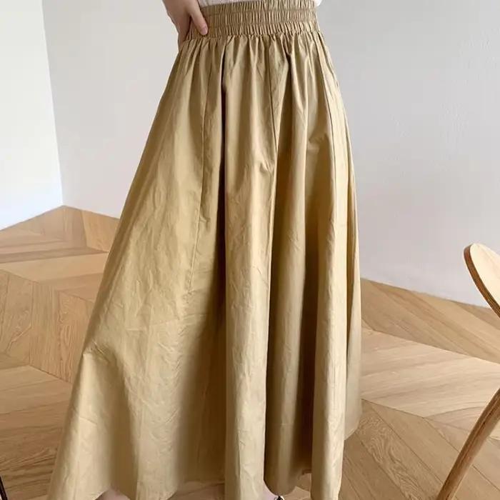 Jupes mi-mollet monochromes pour femmes