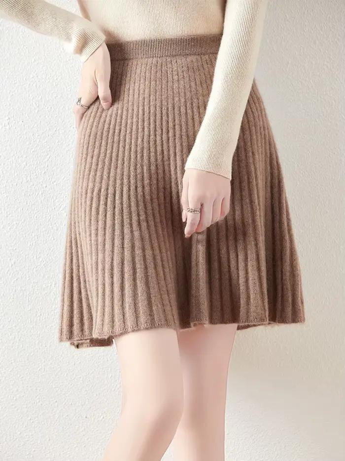 Jupe plissée en cachemire pour femme