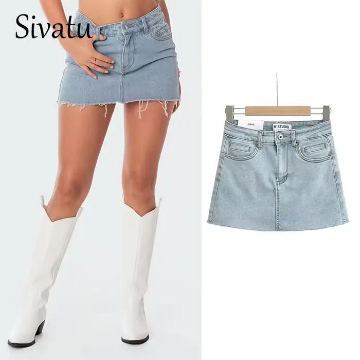 Mini jupe en jean avec poches Y2k