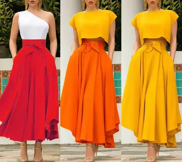 Jupes Maxi Plissées Vintage pour Femme