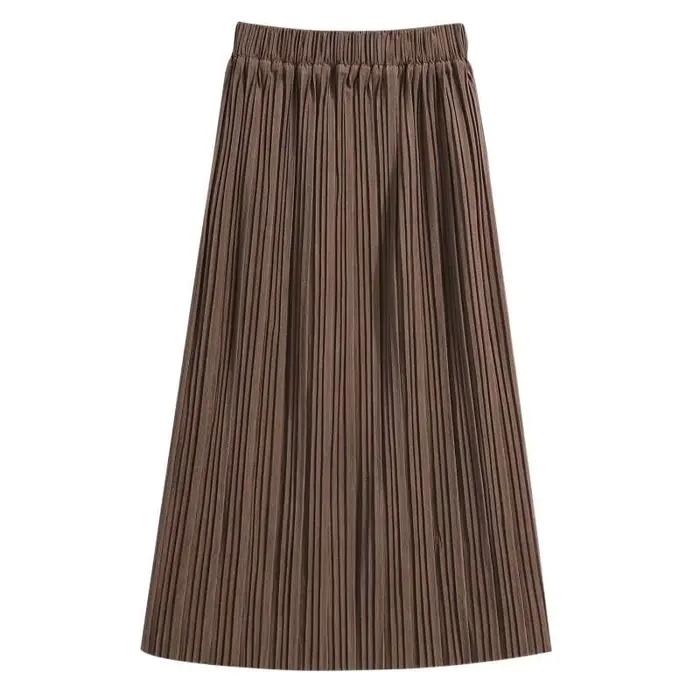 Jupe plissée midi grande taille pour femme