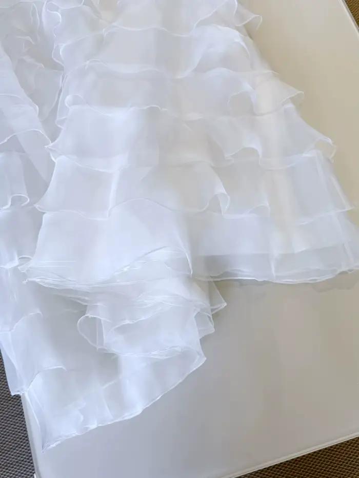 Jupe trapèze asymétrique taille haute pour femme en soie à volants