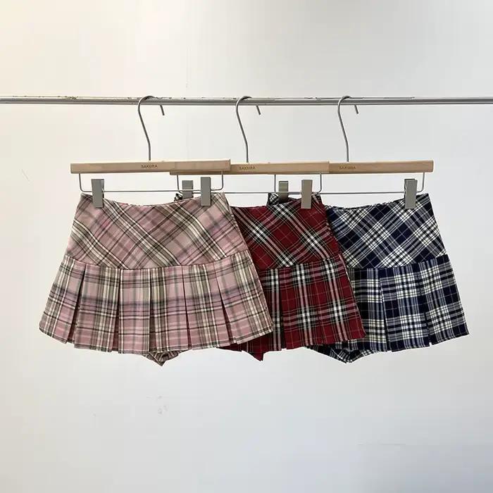Mini jupe plissée taille haute pour femme