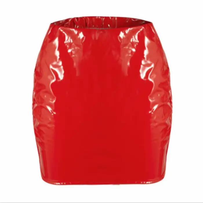 Taille haute gaine jupes femmes solide Pu cuir paquet hanche jupe femme moulante