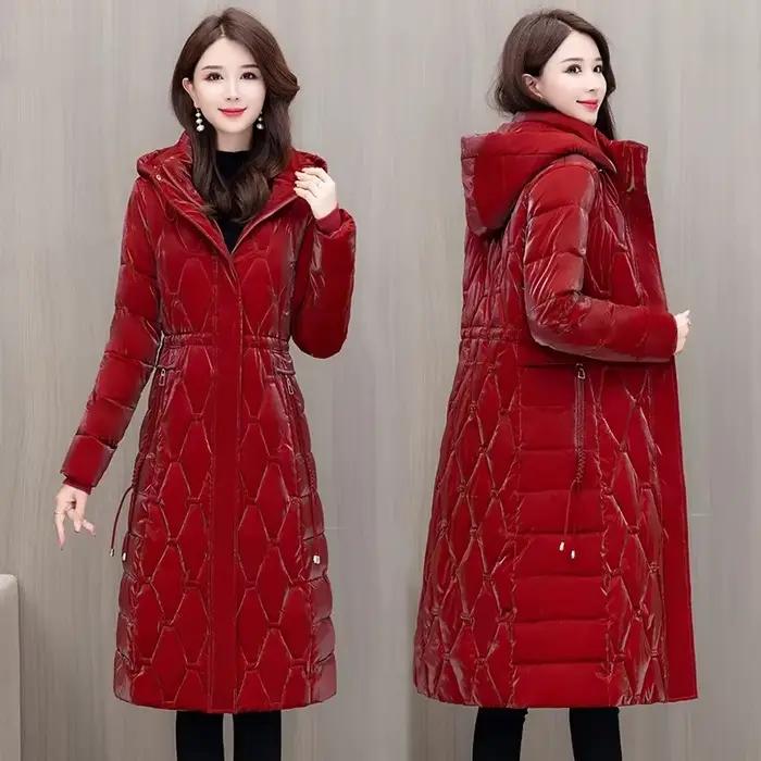 Manteau d'hiver pour femme, mode coréenne, grande taille, capuche, coupe-vent, chaud, parkas longues, veste en coton de luxe, manteau Y2K