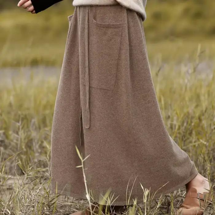Jupe longue en laine pour femme