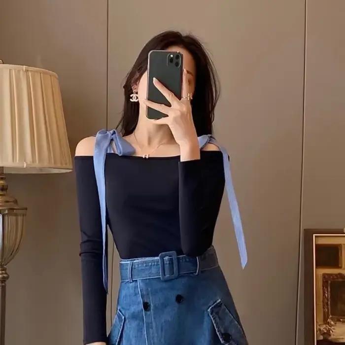 Jupe en jean longue avec poche pour femme