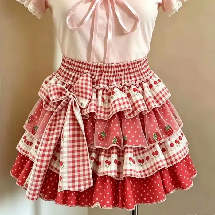 Mini-jupe mignonne pour femme avec nœud