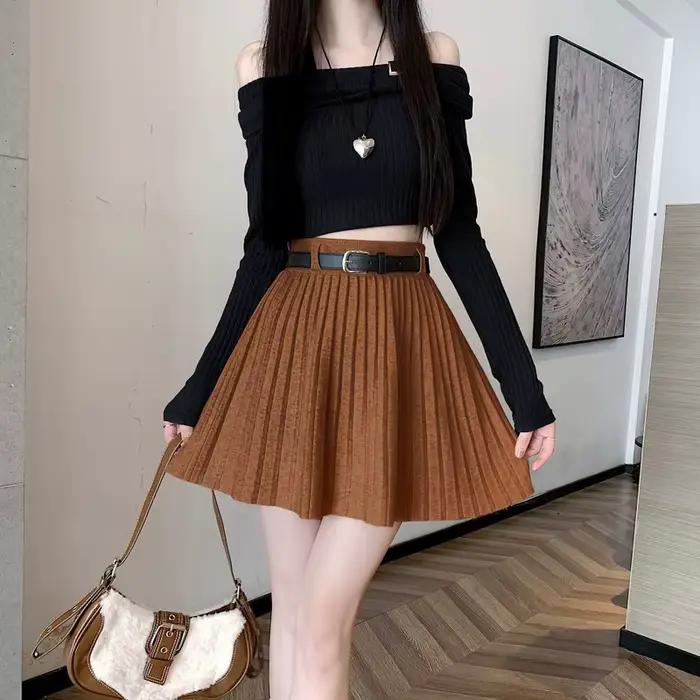 Jupe plissée tricotée pour femme