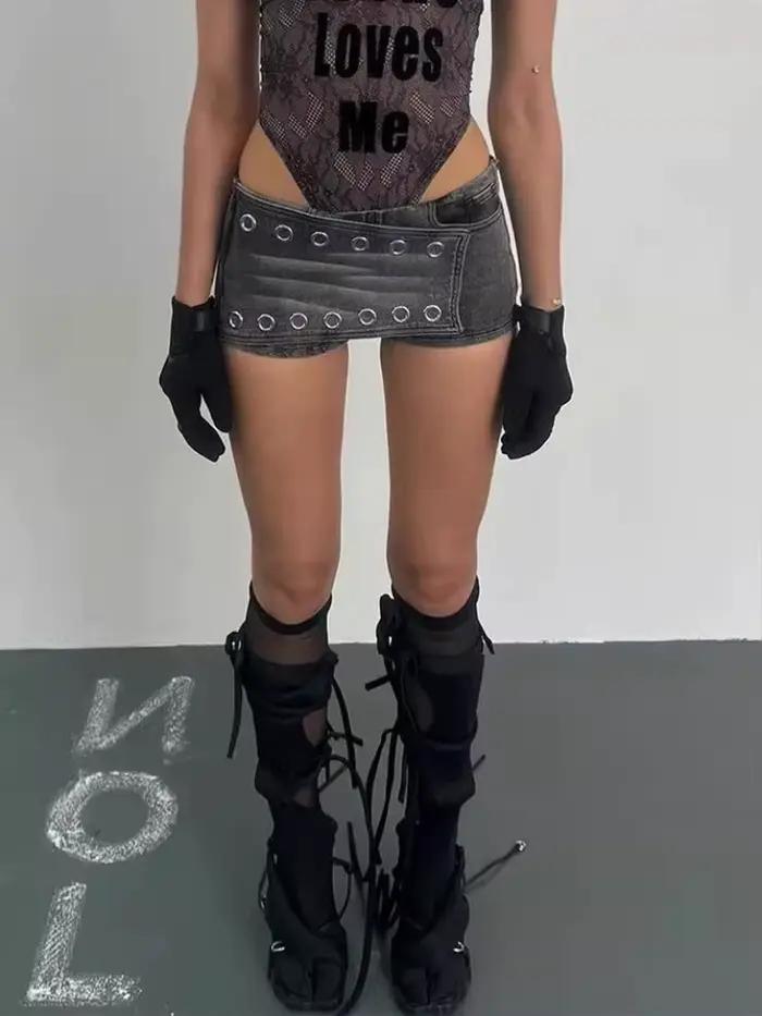 American Vintage Spice Girl femmes jupes courtes Stragiht Y2k lourd gothique mode haute rue Sexy Shorts Jupe Harajuku Jupe