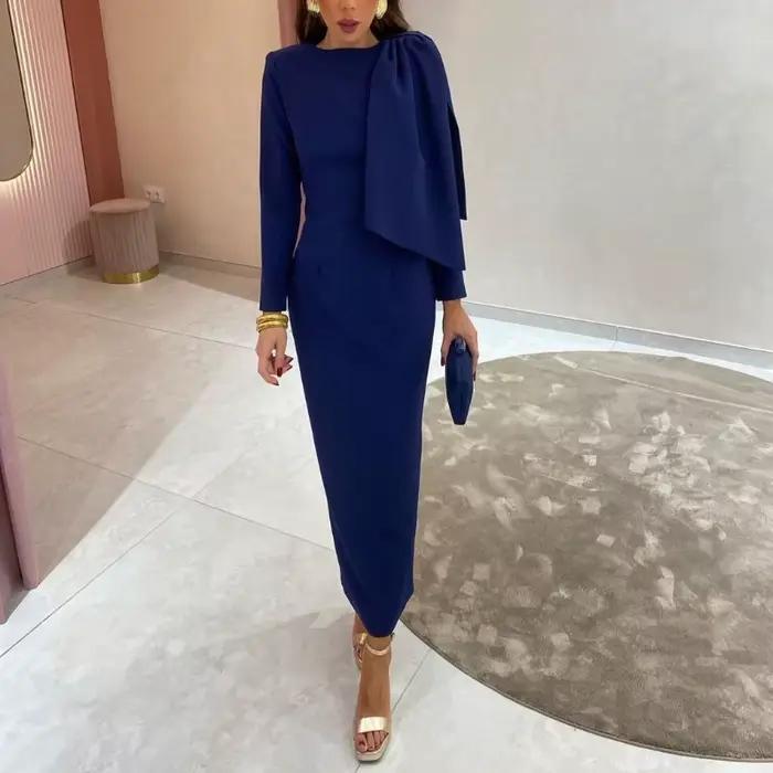 Robe Maxi à manches longues avec nœud pour femme