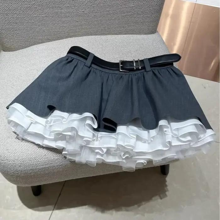 Jupe plissée style doux et épicé pour femme, nouvelle collection printemps, coupe amincissante, jupe mi-longue en tissu polyester