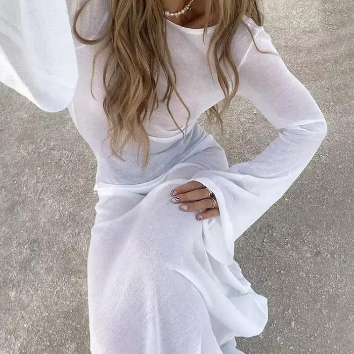 Robe Maxi en Maille Transparente pour Femme