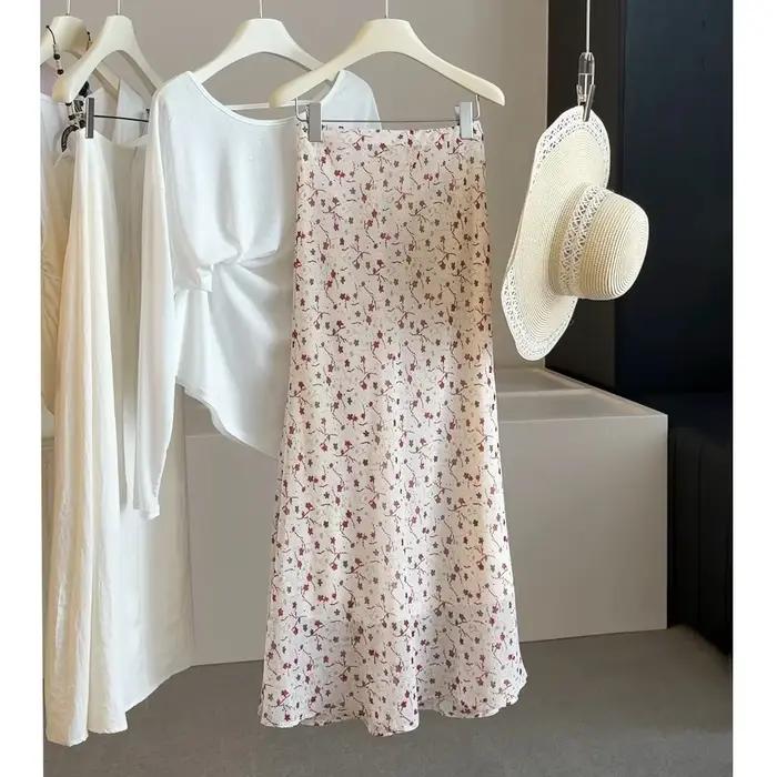 Jupes sirène vintage en mousseline florale pour femmes – Élégantes