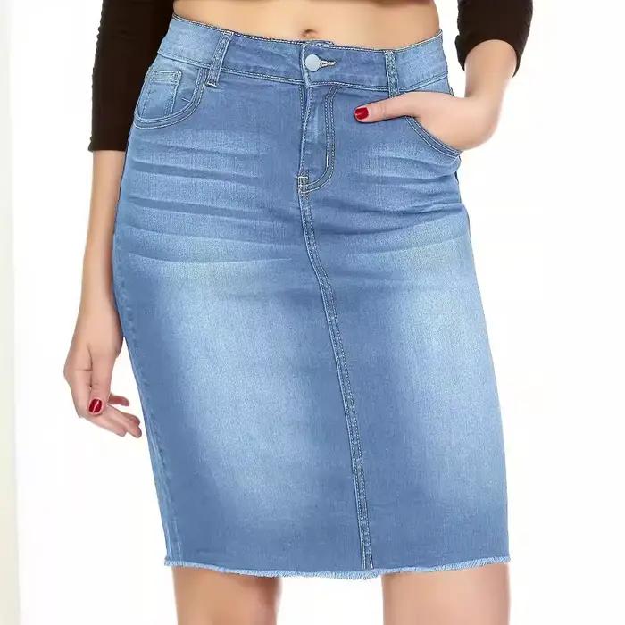 Jupe en Jean Décontractée pour Femme, Taille Haute, en Denim