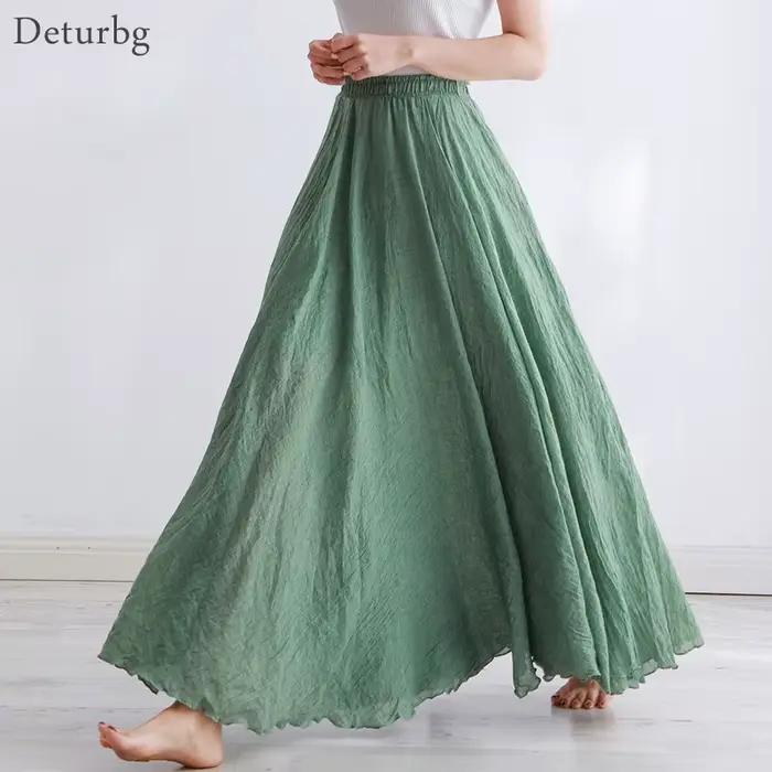 Jupe Maxi en coton et lin pour femmes