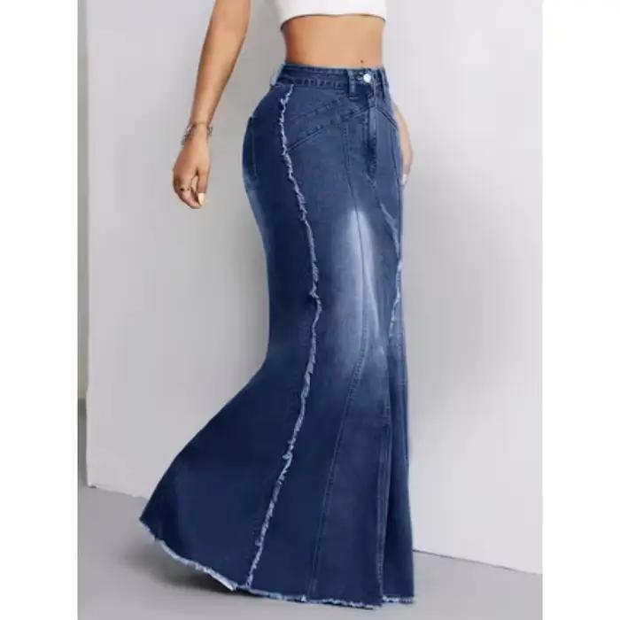 Jupe en jean stretch taille haute pour femme