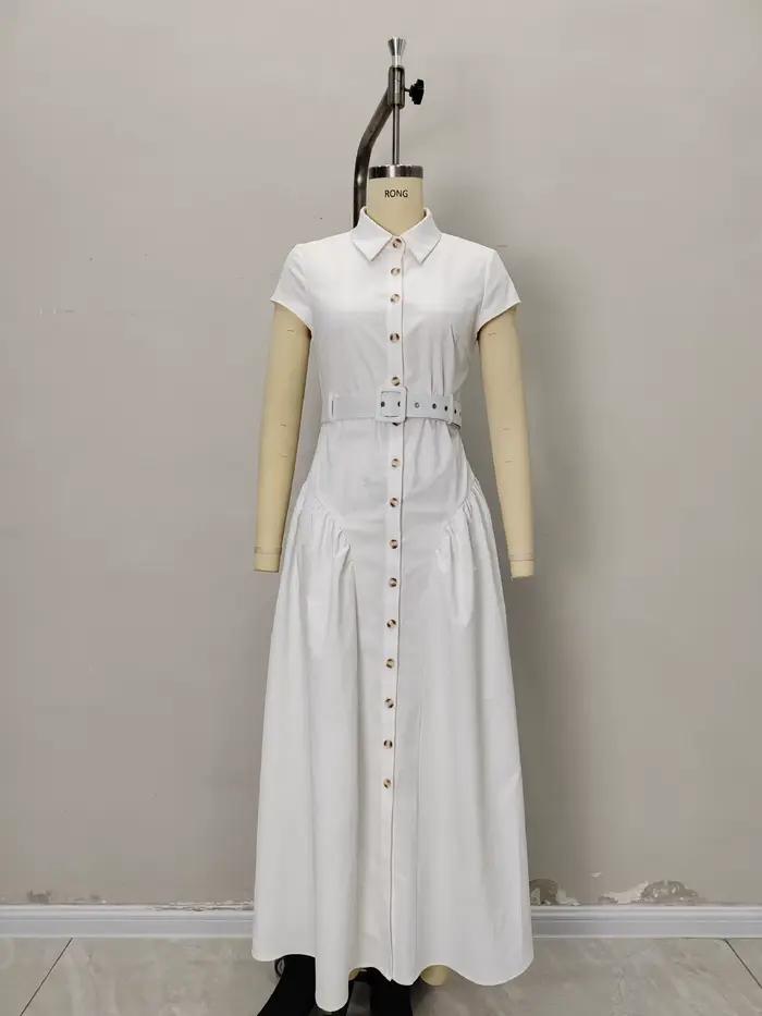 Robe longue à col français pour femme