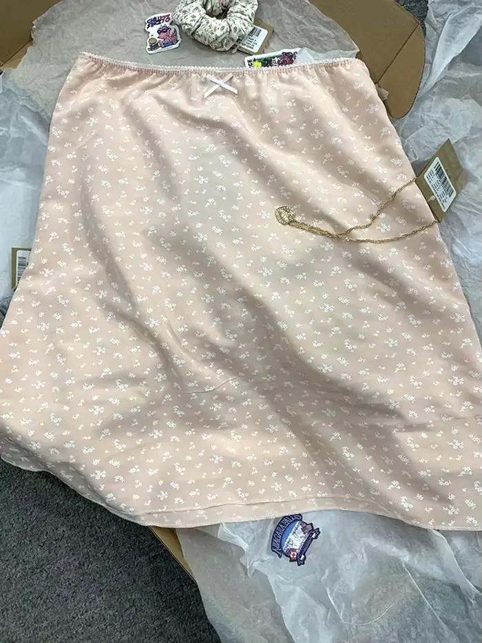 Doux nœud fleuri a-ligne jupes femmes été Fairycore mince dentelle garniture Preppy Style Mini jupe femme mignon Vintage Falda vêtements