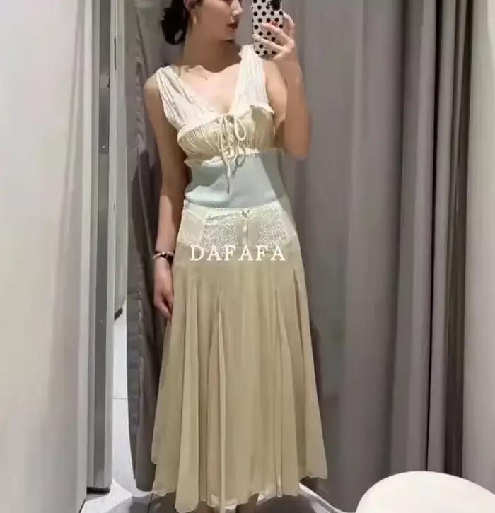 Jupe plissée en dentelle patchwork pour femme