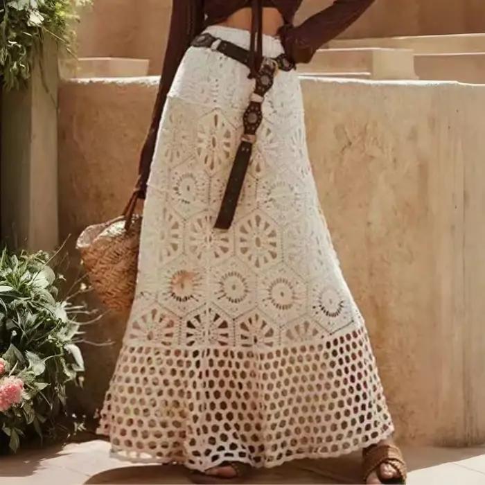 Jupe longue en coton fleuri pour femme