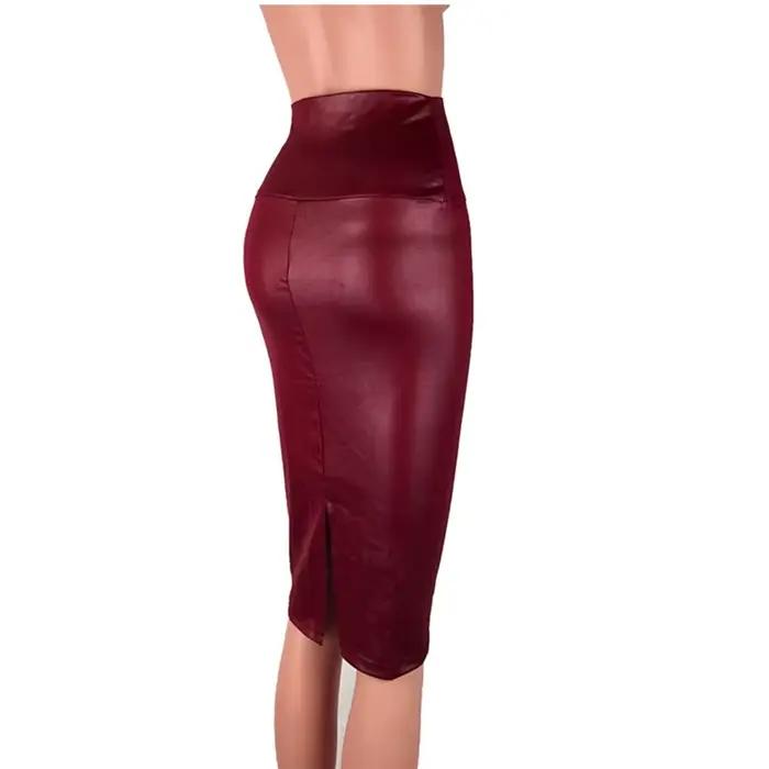 Jupe en cuir dos fendu femmes Sexy moulante