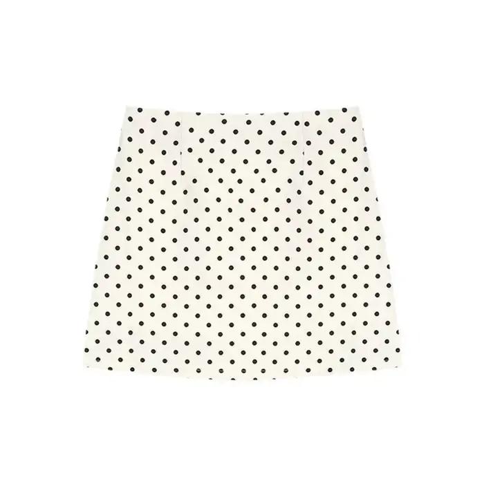 Mode XS/S/M/L/XL demi-corps jupe taille haute minceur a-ligne jupe courte à pois noir blanc moulante Mini jupe été