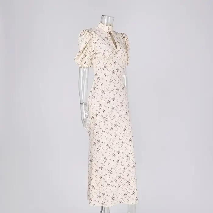 Robe longue élégante imprimée, respirante et fluide, taille haute, pour femme