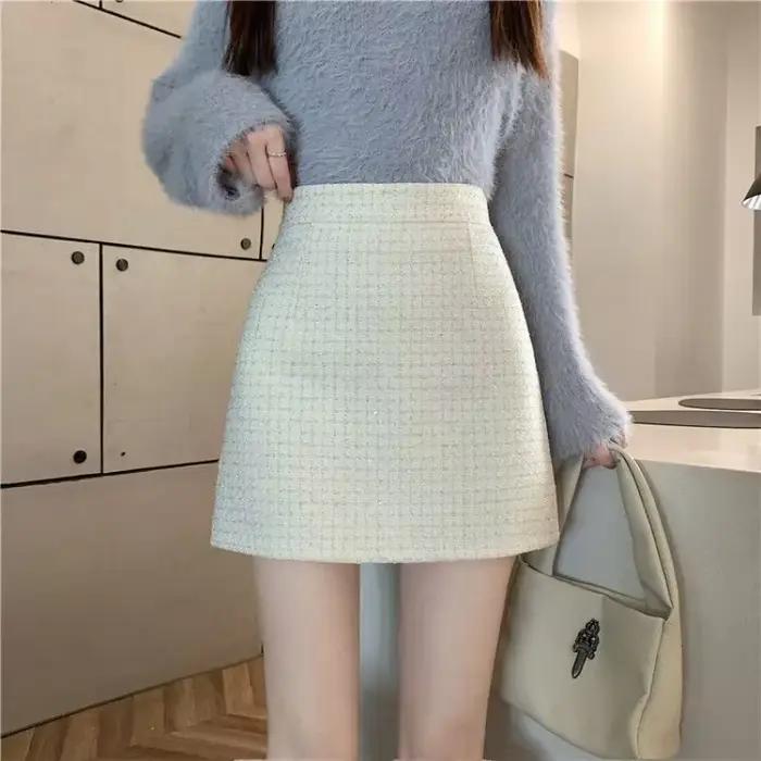 Mini jupes en laine taille haute pour femmes