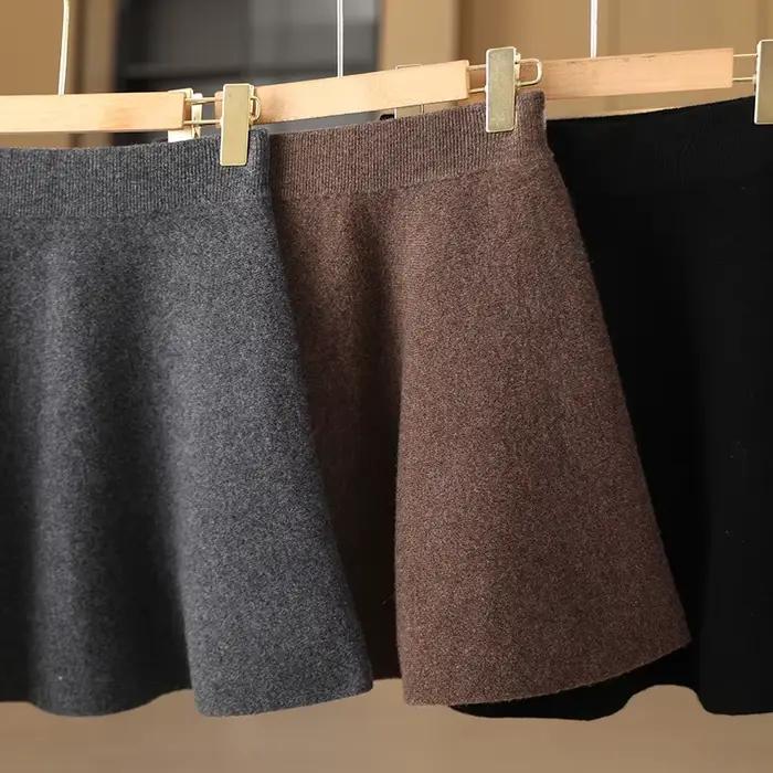 Femmes 100% laine mérinos jupes Mini a-ligne taille élastique