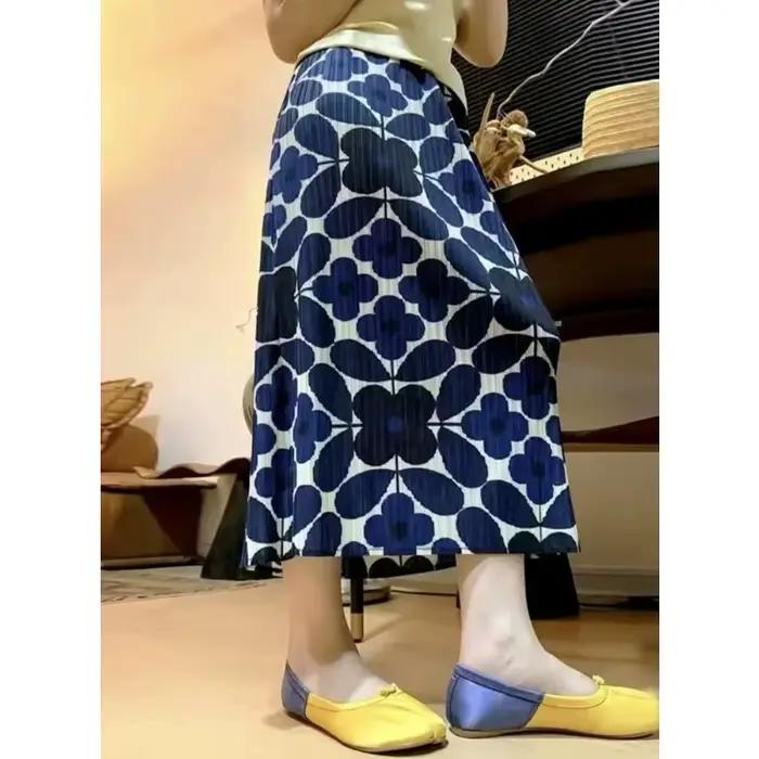 Jupe plissée imprimée Miyake nouvelle collection été 2026 décontractée et polyvalente pour femmes ocassions printemps automne trapèze