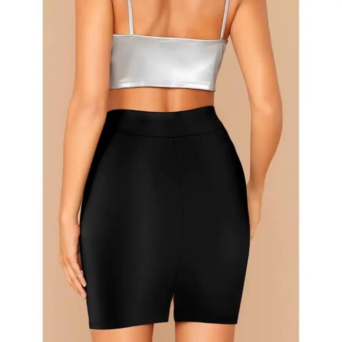 Jupe d'été T3T3 en polyester et élasthanne pour femmes junior style formel et casual couleurs bleu profond gris bordeaux et noir occasions déplacements et soirées