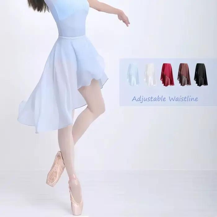Jupe de Ballet à taille réglable pour femmes adultes, jupe de danse en mousseline de soie, jupe d'entraînement enveloppante Tutu avec couche transparente