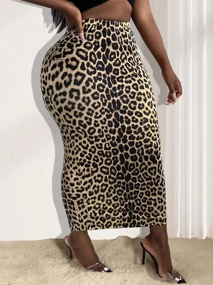 Jupe moulante imprimée léopard, jupe élégante taille haute pour printemps et été, vêtements pour femmes