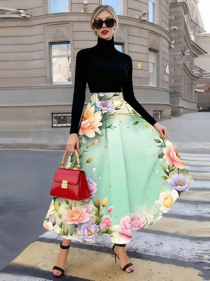 Jupe midi à imprimé floral pour femme