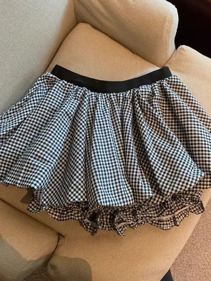Demi-jupe bouffante blanche taille haute pour femmes