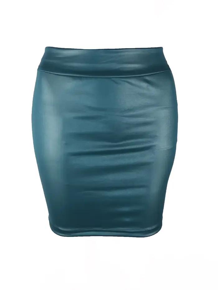 Mini-jupe slim en similicuir mat taille haute sexy et tendance