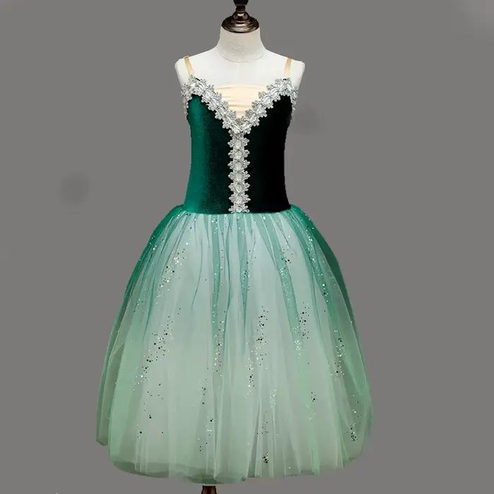 Jupe Tutu de Ballet en Velours Vert Dégradé pour Femme