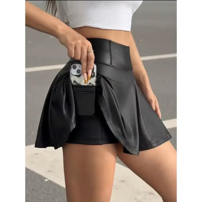 Mini-jupe taille haute évasée pour femme