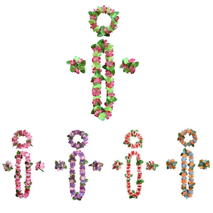 Jupe Hula en Fibres de Plastique pour Femme, Guirxiété de Fleurs Artificielles, Décoration de ixTropicale Hawaïenne d'Été