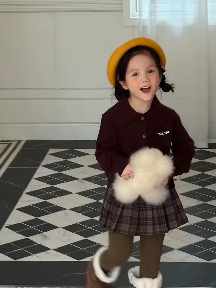 Jupe plissée à carreaux en laine pour filles, nouvelle jupe polyvalente pour filles, Style Preppy, printemps-automne 2025