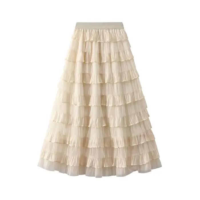 Jupe midi en tulle bouffant pour femme