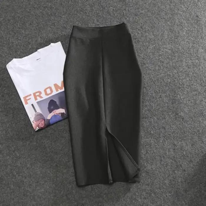 Nouvelles jupes crayon unies taille haute ajustées pour femme 2026 – Élastiques