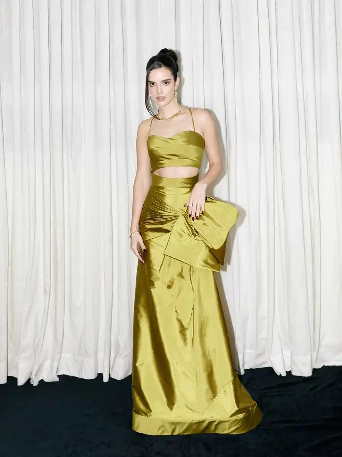 Jupe longue en Satin vert Olive, taille haute, nœud asymétrique, queue de poisson, robe de soirée formelle, jupes de déclaration de luxe