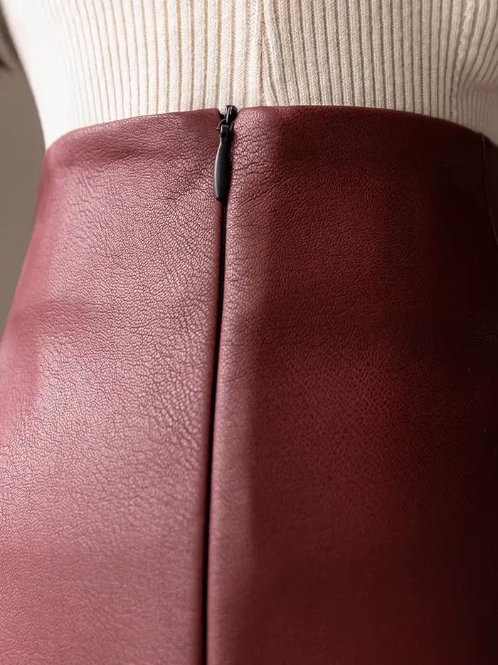 Jupes crayon vintage en cuir PU pour femmes