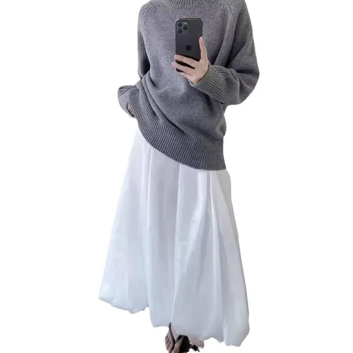 Jupe française en forme de bourgeon violet pour femmes, nouvelle jupe lanterne plissée, Tutu japonais, moyenne et longue, été