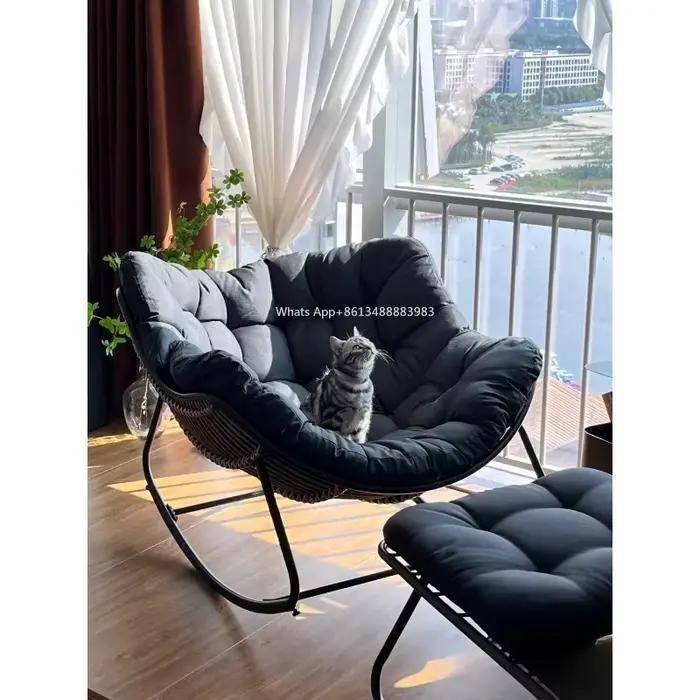 Chaise à bascule extérieure adulte paresseux canapé nid d'oiseau en forme de salon balcon sieste petit appartement rotin tissé Adul chaise à bascule