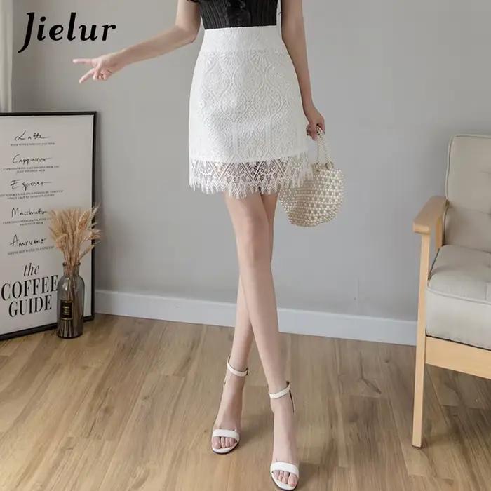 Jielur-Mini jupe en dentelle